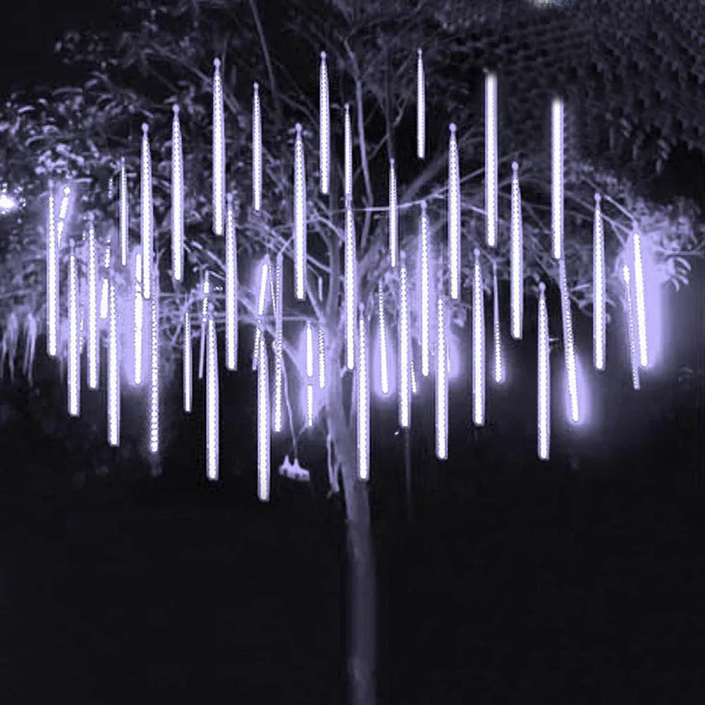 LED Meteor Shower Rain Lights Waterproof Falling Raindrop Fairy String Light for Christmas Holiday Party Patio Decor 30CM