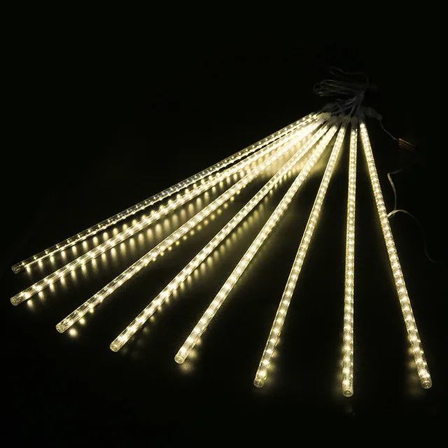 LED Meteor Shower Rain Lights Waterproof Falling Raindrop Fairy String Light for Christmas Holiday Party Patio Decor 30CM