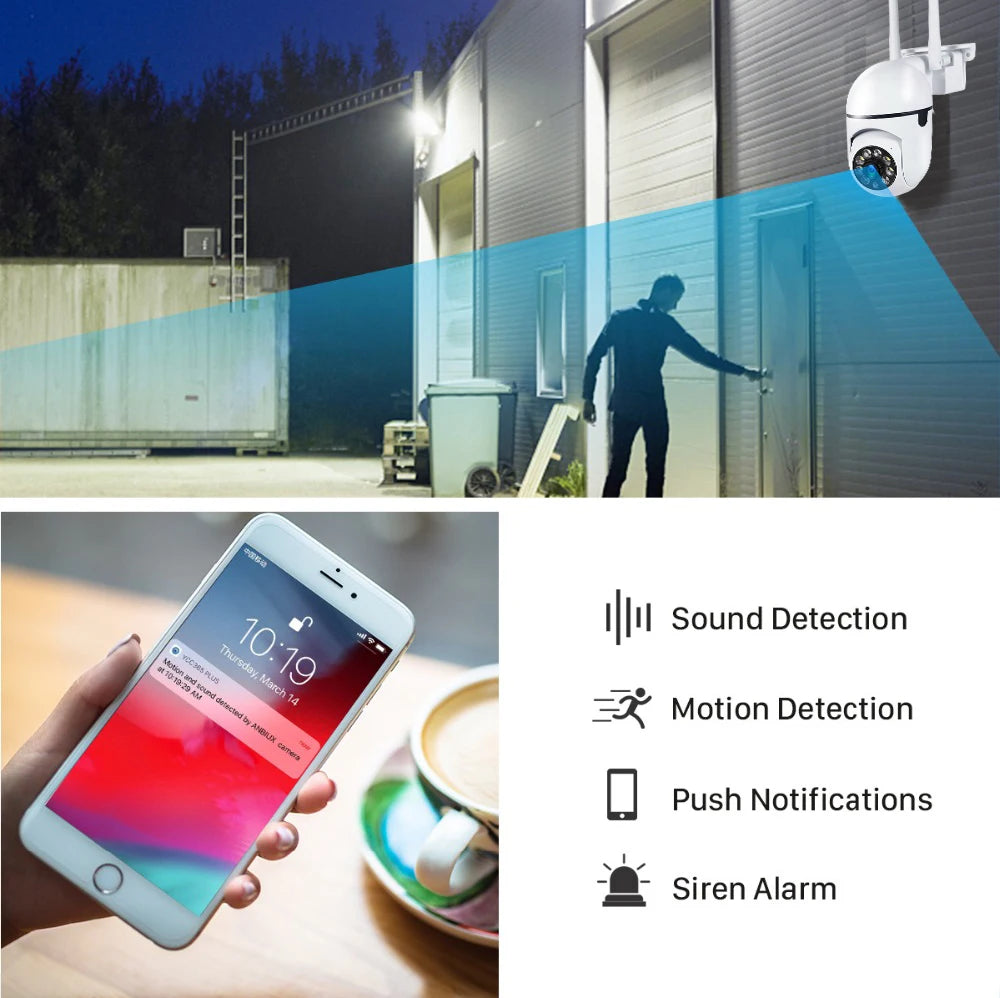 8MP Wireless Security Surveillance PTZ Camera Wifi IP Outdoor 4X Zoom Cameras AI Human Tracking Two-way Audio HD Night Color Cam