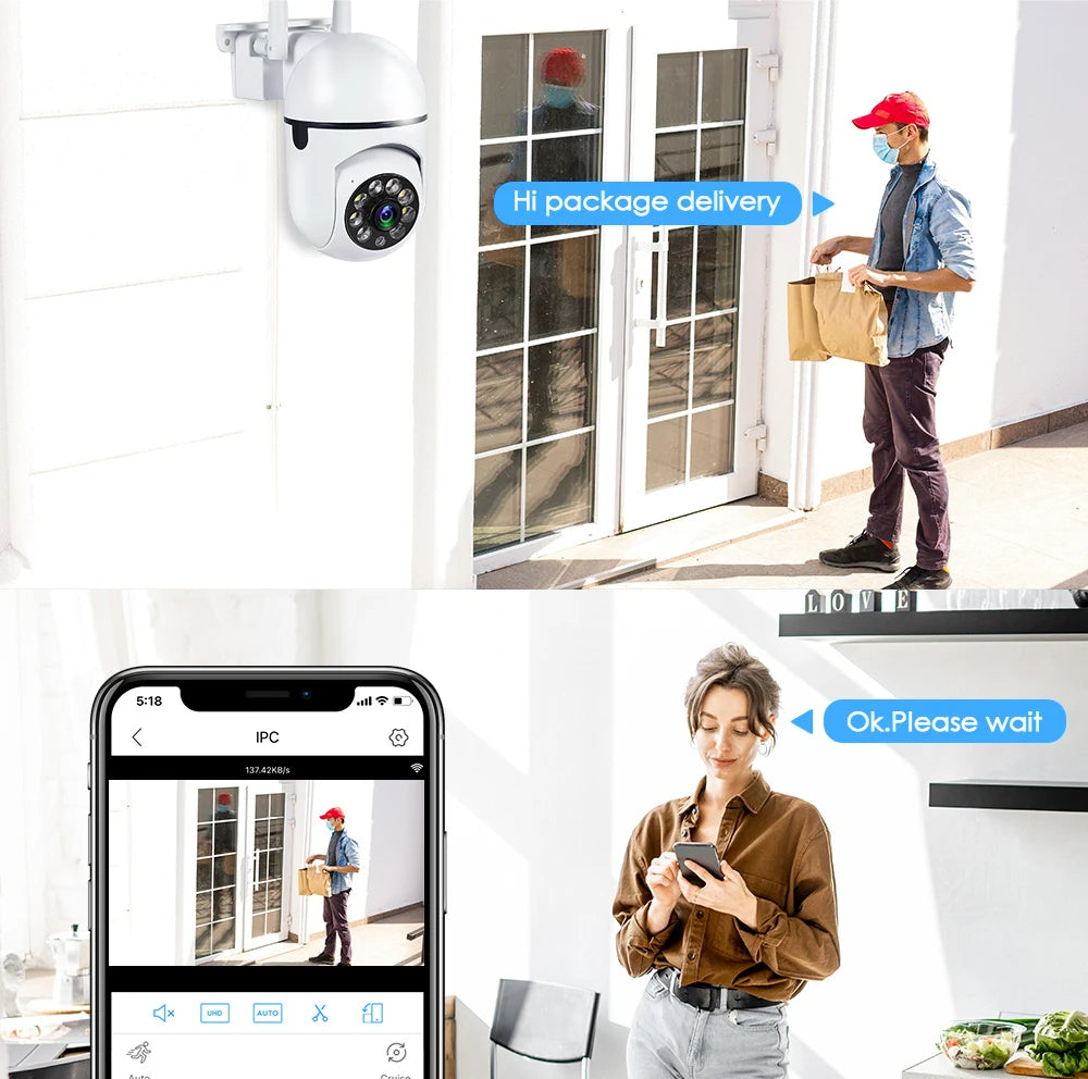 8MP Wireless Security Surveillance PTZ Camera Wifi IP Outdoor 4X Zoom Cameras AI Human Tracking Two-way Audio HD Night Color Cam