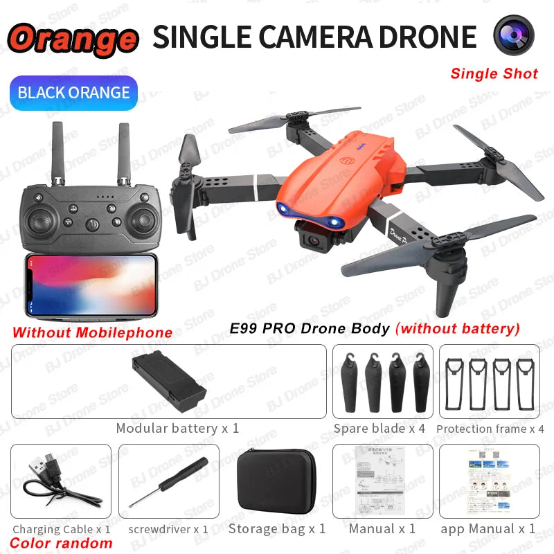 2024 E99Pro RC Drone 4K Professinal With 1080P Wide Angle HD Camera Foldable Helicopter WIFI FPV Height Hold Gift Toy