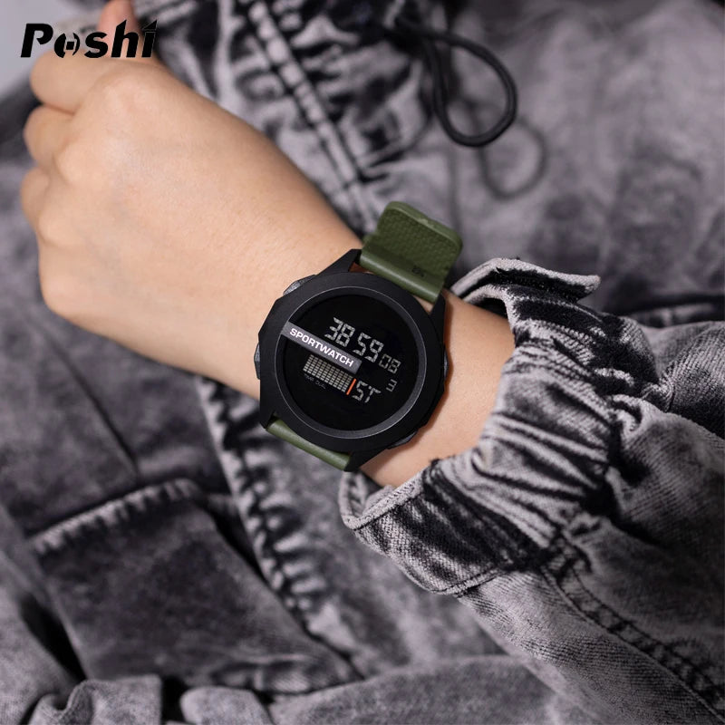 POSHI Sport Watch for Man Luxury Digital Wristwatch Stopwatch Luminous with Date Week Original Waterproof Clock free shipping