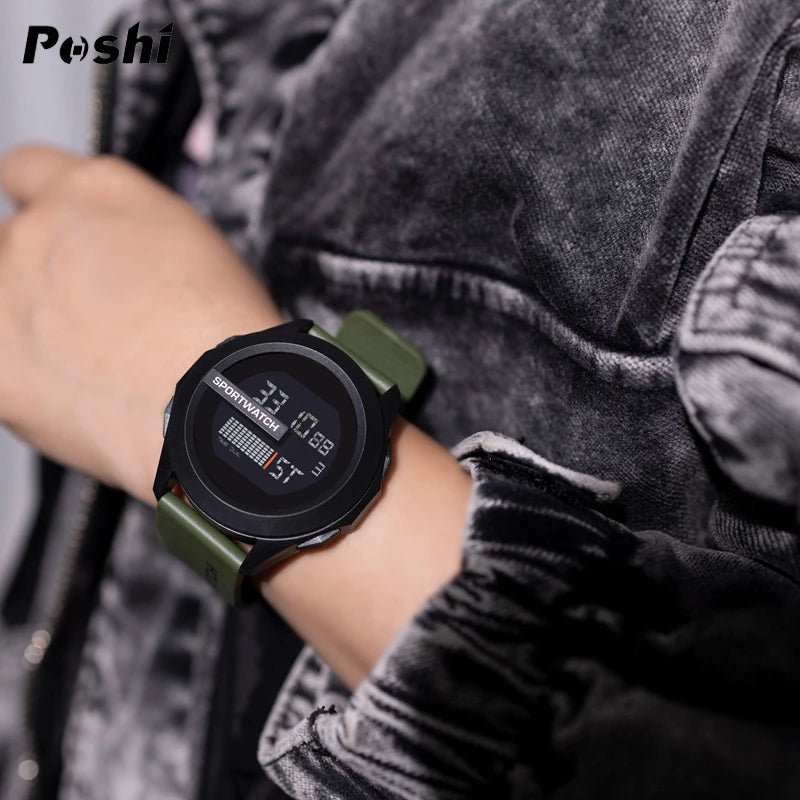 POSHI Sport Watch for Man Luxury Digital Wristwatch Stopwatch Luminous with Date Week Original Waterproof Clock free shipping