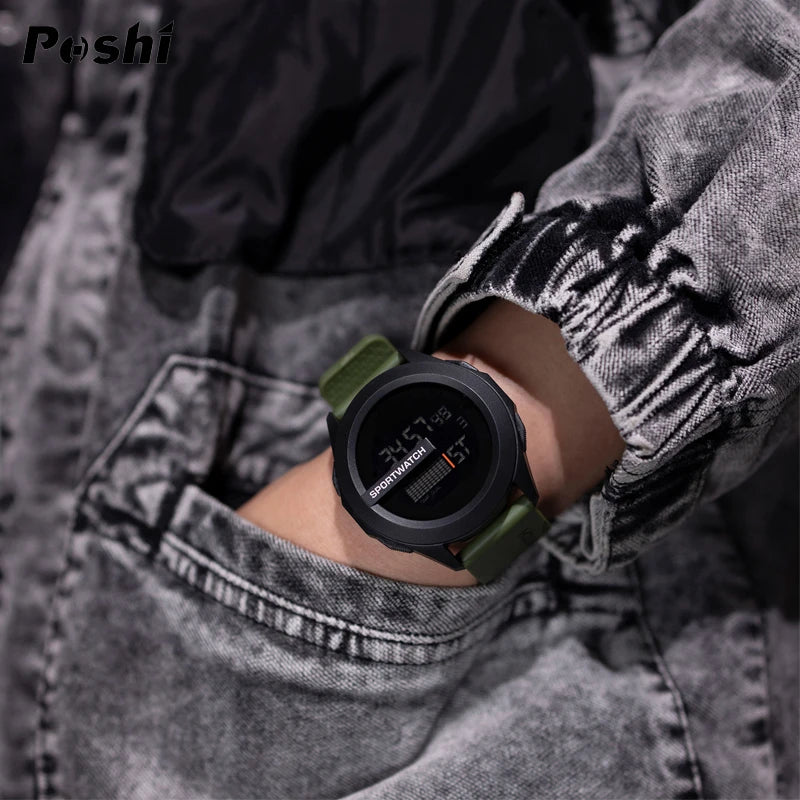 POSHI Sport Watch for Man Luxury Digital Wristwatch Stopwatch Luminous with Date Week Original Waterproof Clock free shipping