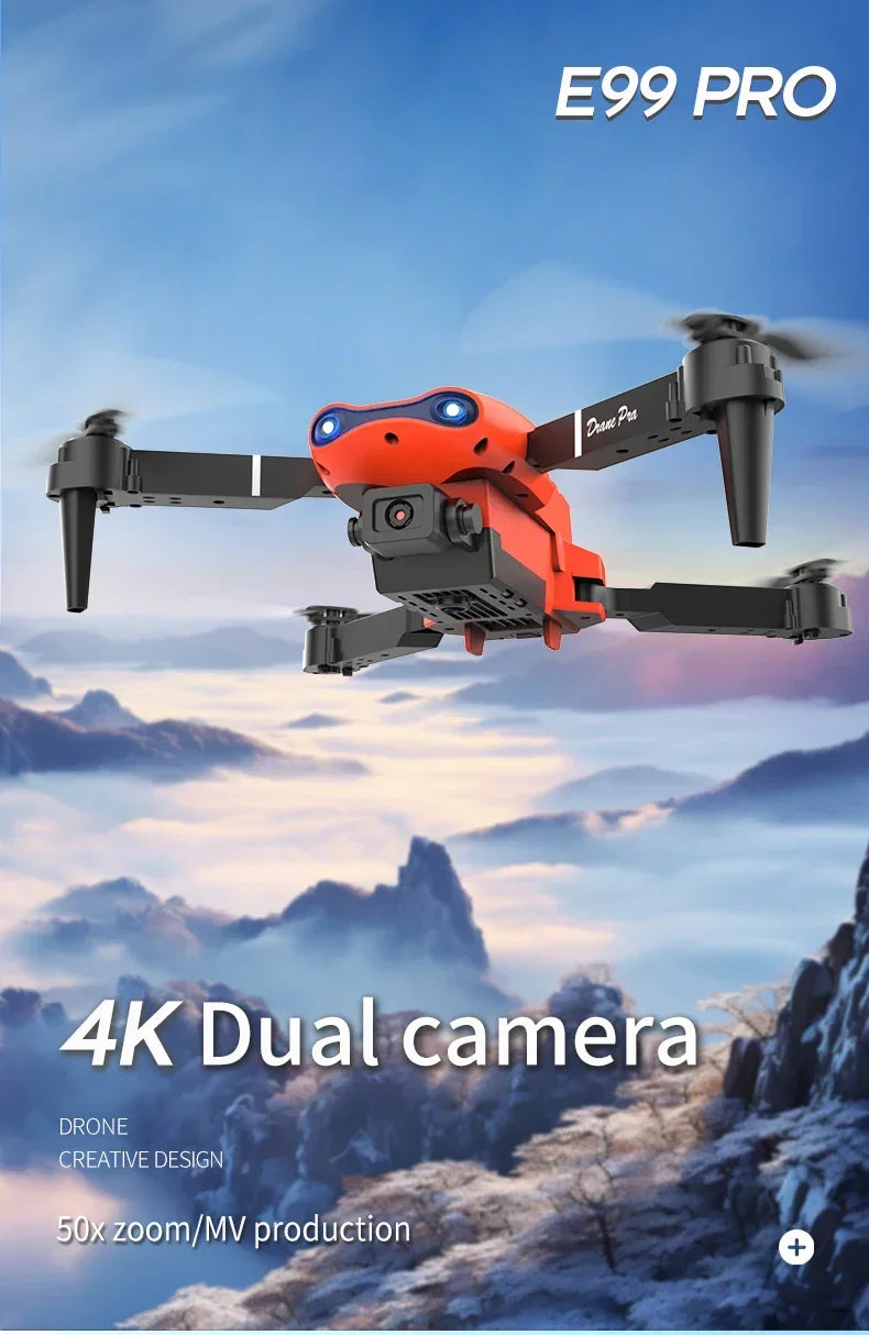 2024 E99Pro RC Drone 4K Professinal With 1080P Wide Angle HD Camera Foldable Helicopter WIFI FPV Height Hold Gift Toy