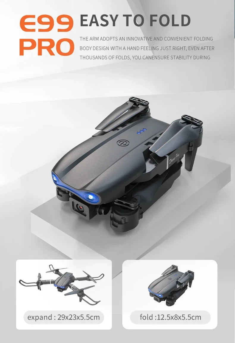 2024 E99Pro RC Drone 4K Professinal With 1080P Wide Angle HD Camera Foldable Helicopter WIFI FPV Height Hold Gift Toy