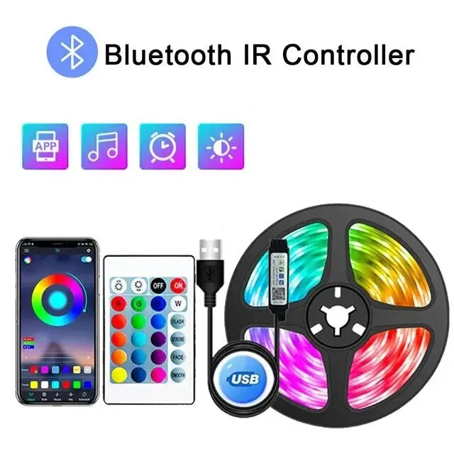 WIFI RGB LED Strip Light 5050 Bluetooth APP Control Led Flexible Diode Decoration For Festival Party TV Desk Bedroom